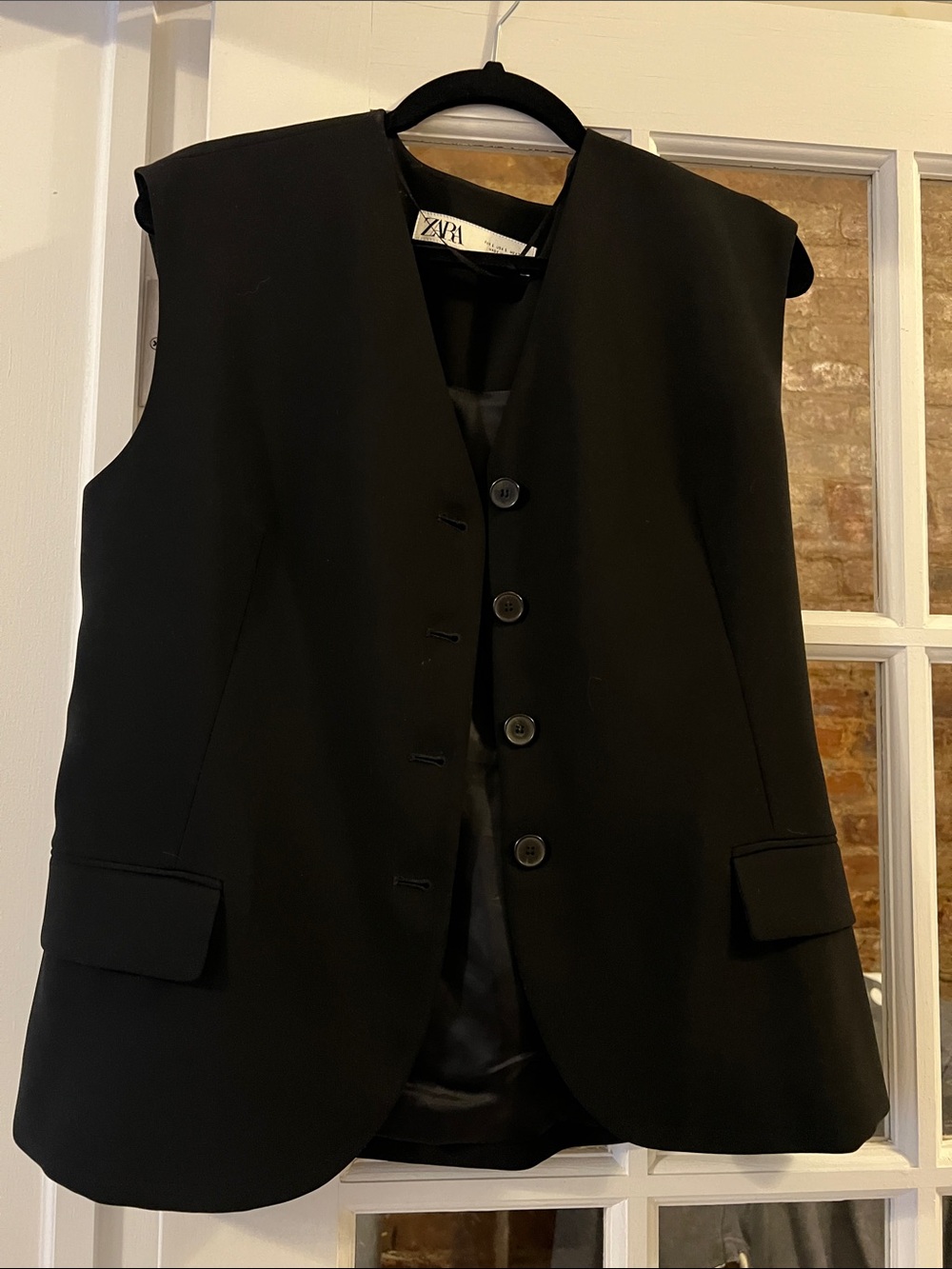 ZARA Black Structured Women’s Vest with Button Front